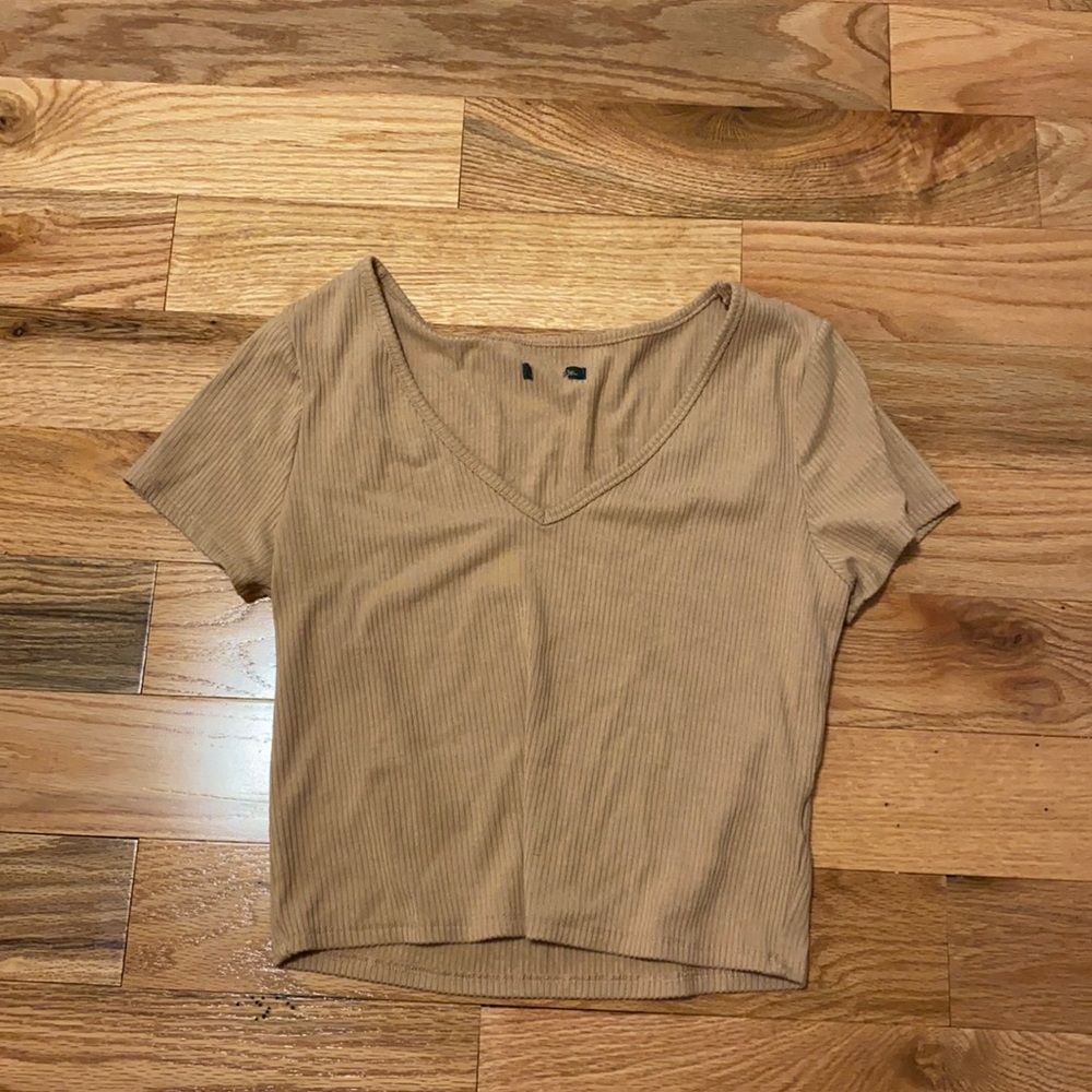 Tan V-Neck Top